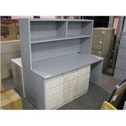 Grey Desk C/w Hutch