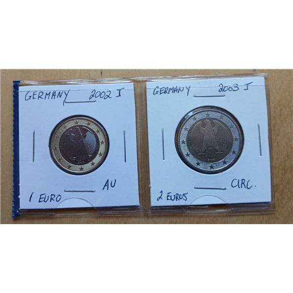 Germany 1 and 2 Euro Coins