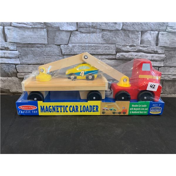 Melissa & Doug Classic Toy Magnetic Car Loader Wooden With Magnetic Arm