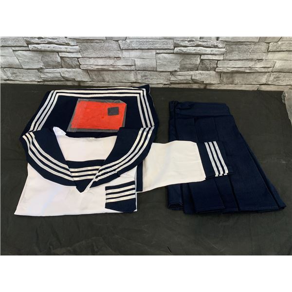 School Girl Cosplay Uniform White Top Red Tie Medium