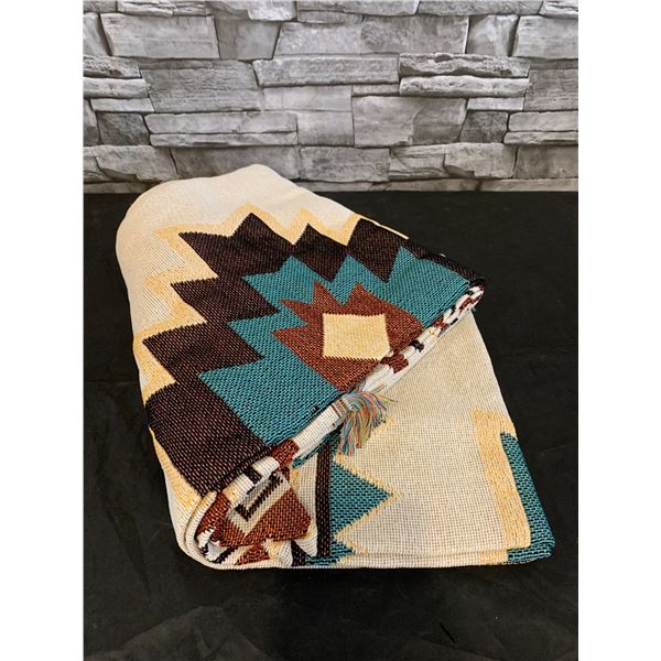 Touchat Native American Blanket Western Décor 50"x60" Beige