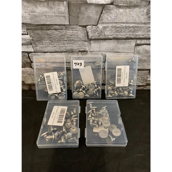 Lot of 5 Boxes of Buttons for Pants - Pack of 16 Buttons per Box