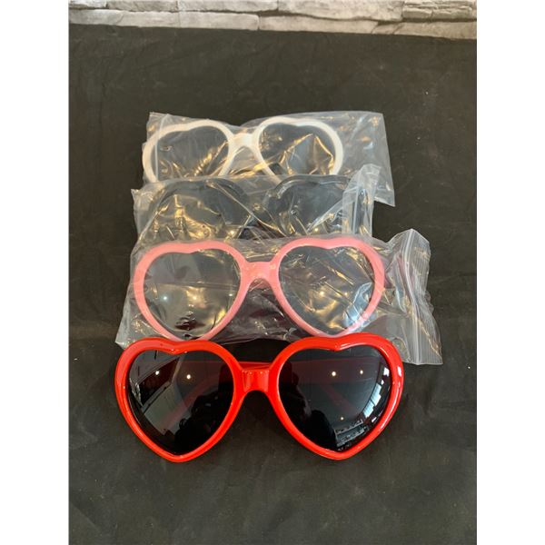 4 Pack Heart Shaped Glasses Multi Colour