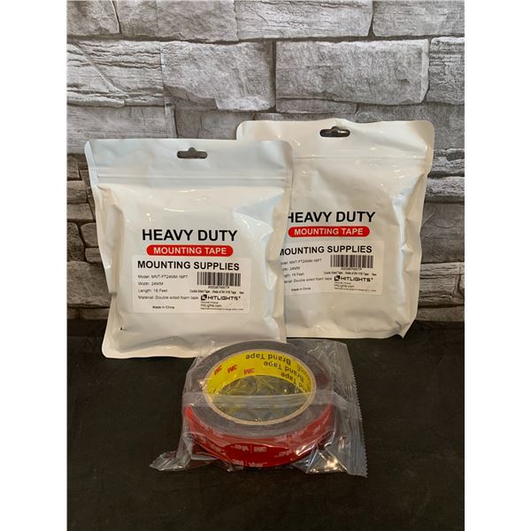 Lot of 2 Heavy Duty 3M Mounting Tape - 24mm Wide by 16 Feet in Length