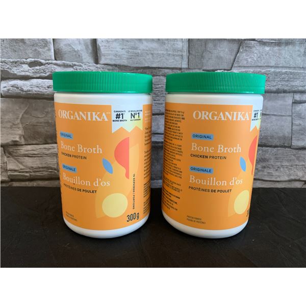 Lot of 2 Organika Original Bone Broth Chicken Broth Protein 300g Exp 06/2025