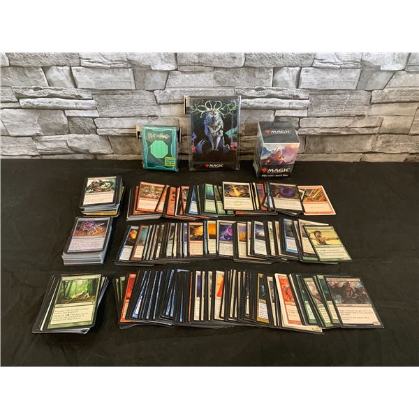 Lot of 500+ Magic the Gathering Trading Cards + Notebook + Deck Box & Sleeves