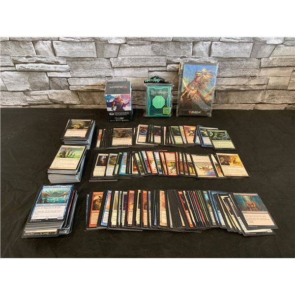 Lot of 500+ Magic the Gathering Trading Cards + Notebook + Deck Box & Sleeves