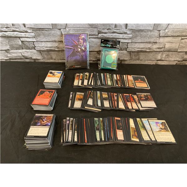 Lot of 500+ Magic the Gathering Trading Cards + Notebook + 65 Sleeves
