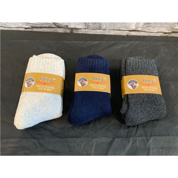 Yoicy Socks Mens Thick Wool Socks Multi Colour One Size 3 Pack