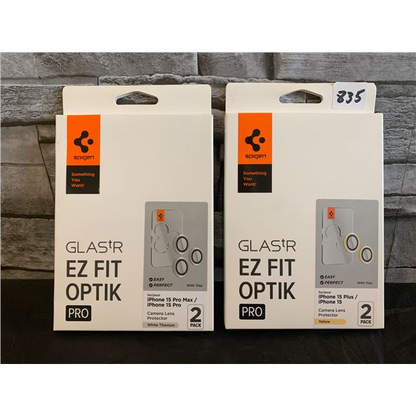 Lot of 2 Glastr EZ Fit Optik Pro for Iphone 15 Plus 2 Pack Camera Lens Protector Yellow