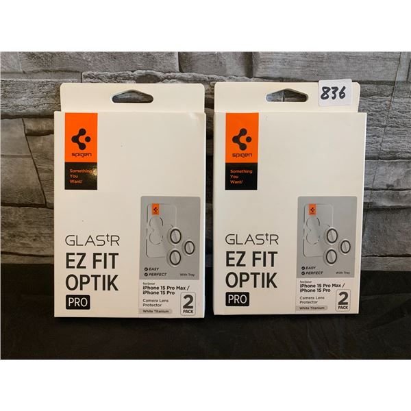 Lot of 2 Glastr EZ Fit Optik Pro for Iphone 15 Plus 2 Pack Camera Lens Protector Yellow