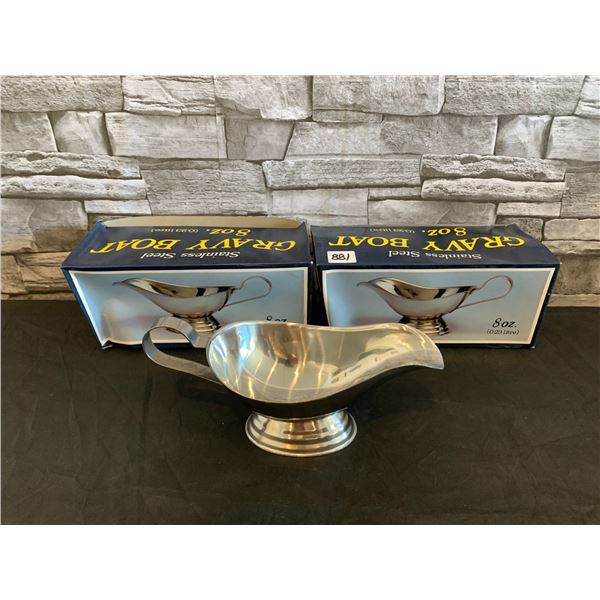 Lot of 2 Stainless Steel Gravy Boats