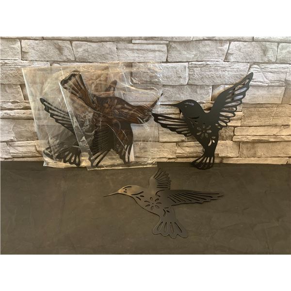 Lot of 2 Three Packs Of Metal Hummingbird Wall Art