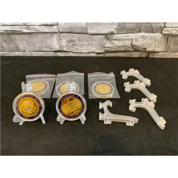 Lot of 5 Donald Trump 45 President Coins With Stands