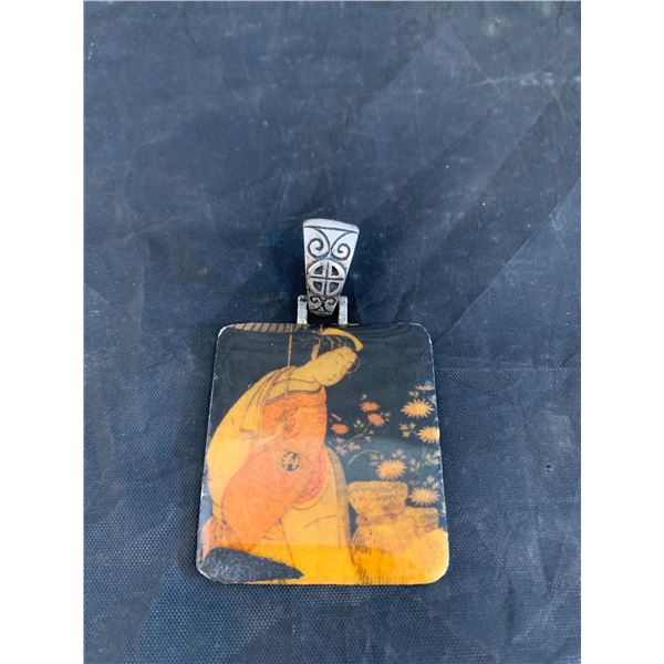 Chicos Enamel Geisha Girl Pendant