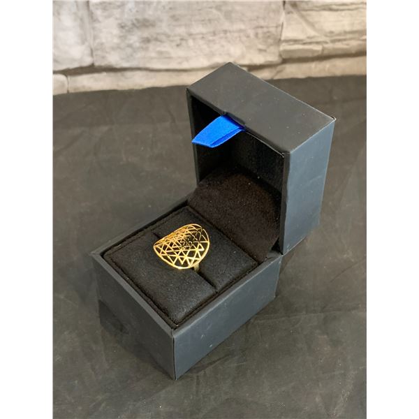 Sri Yantra Geometry Ring - Gold Colored