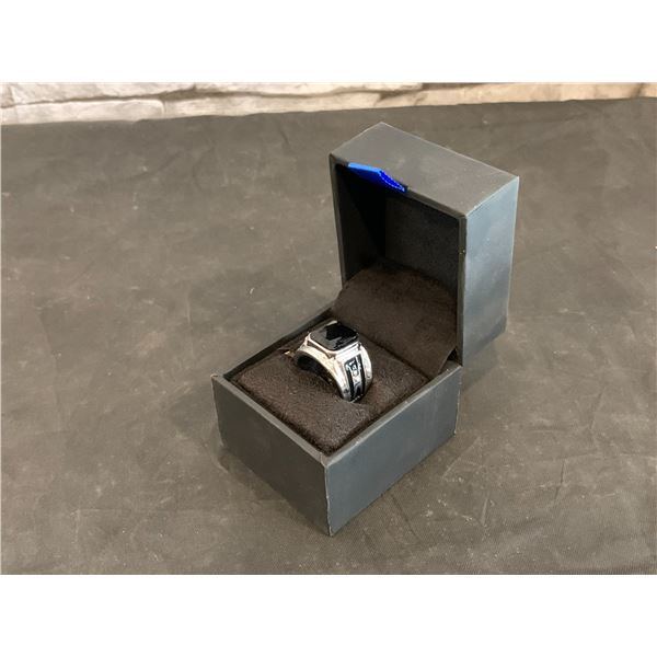 Stainless Steel & Enamel Ring - Onyx