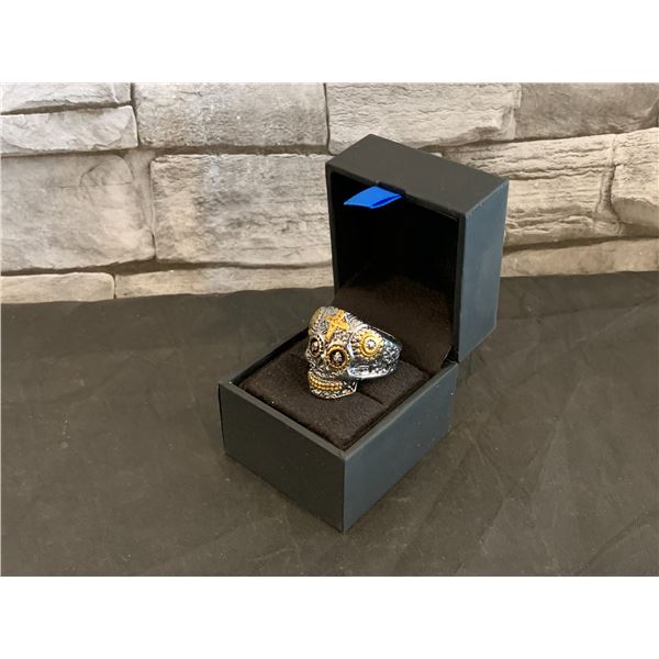 Stainless Steel Day Of The Dead Sugar Skull Ring - Size 14