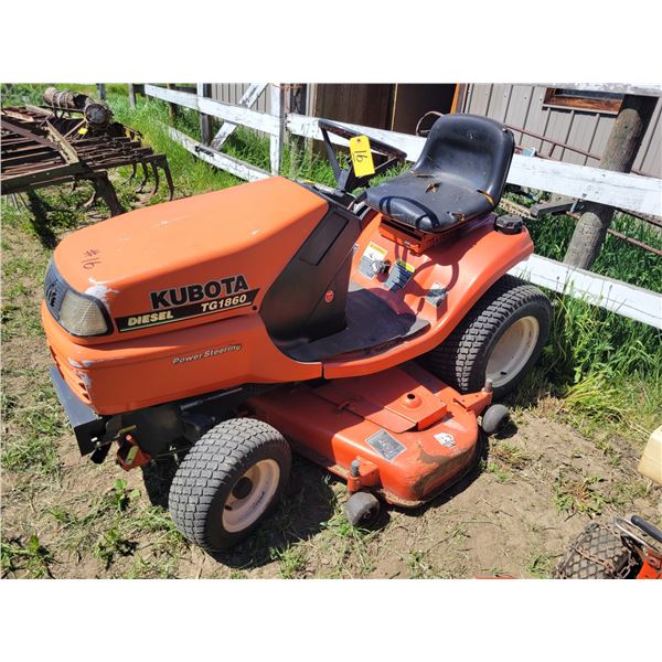 Kubota TG1860 diesel 60in. lawn mower, showing 1118 hrs., SN. 5NHUCH622FT449507