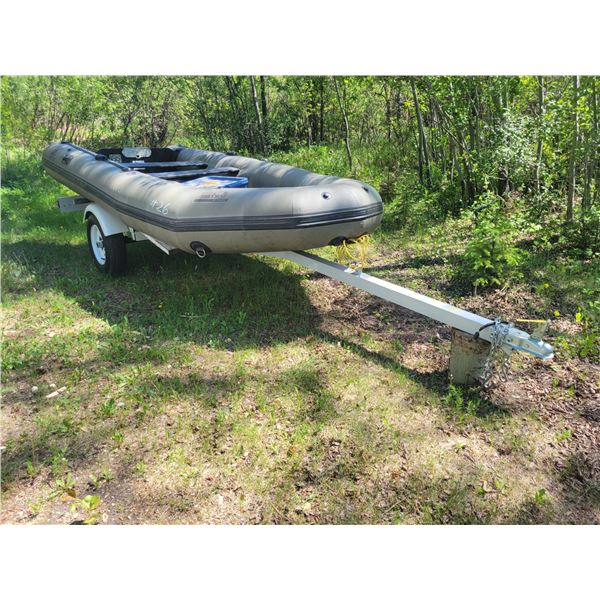 Zodiac 14ft. Hunt & Fish inflatable boat FH14 s/n Z24922 c/w Fishing deck, Trailer - homemade, c/w e