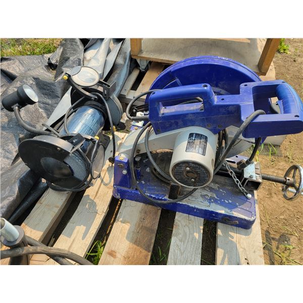 Power Smith metal cut-off saw, 8in. bench grinder