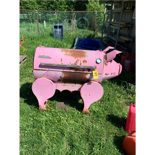 Pink pig barbeque planter