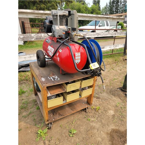 Porter Cable 20 Air Compressor on stand c/w hose reel