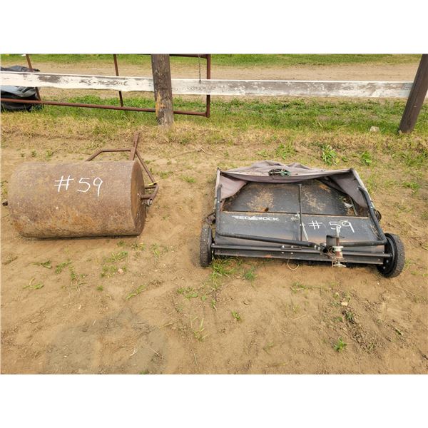 Lawn roller and lawn sweeper