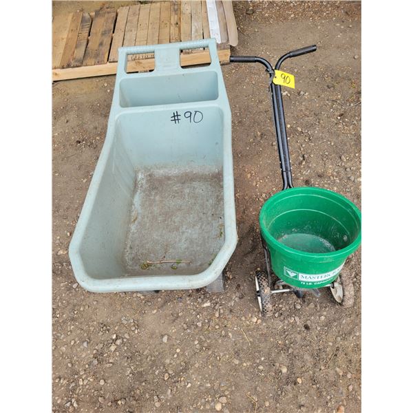 Lawn seeder, 2 sheel wheelbarrow