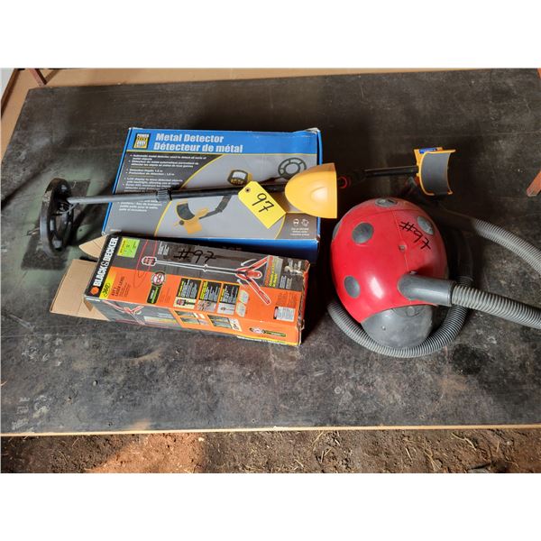 Metal detector, laser level, vacuum
