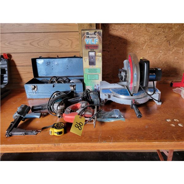 Electric drills, grinder, jigsaw, metal detector