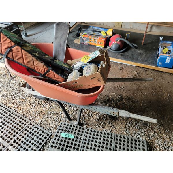 Rifle scabboard, ext cords, wheel barrow