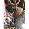 Image 6 : Qty of halters, cinshes, ropes, portable saddle stand
