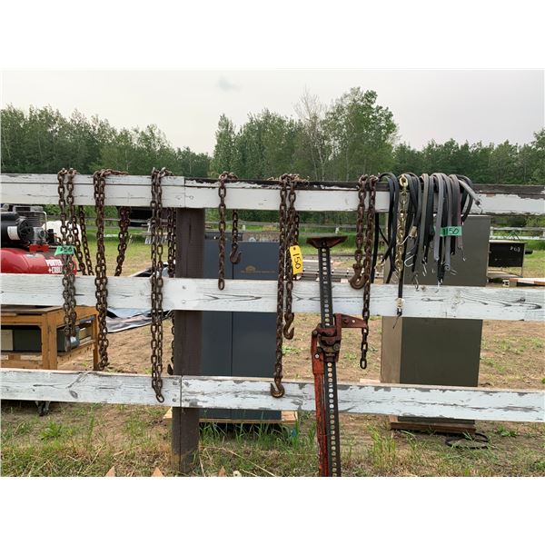 Jack-all, assortment of chains, bungee straps