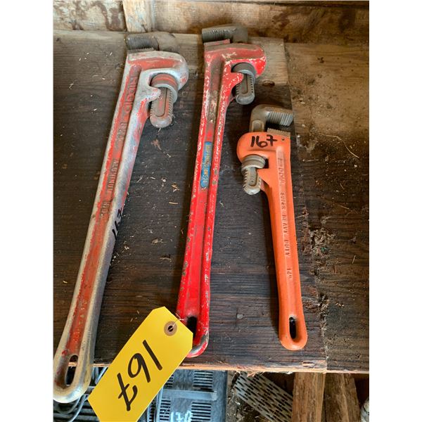 Pipe wrenches, grease guns