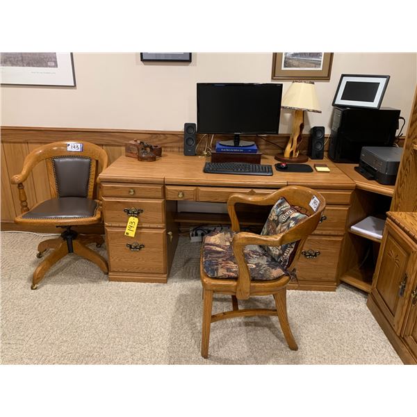 Deck, 2 chairs, desk lamp and desk ornaments (Computer, Printer are not included)