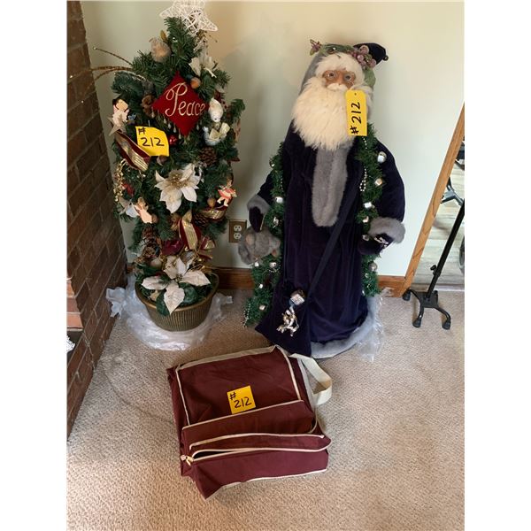 Father Christmas, Artifical Christmas Tree c/w ornaments & lights, storage bag