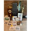 Image 1 : Clock & misc. pictures: Jarvis card Prints, Welcome Sign, Stain glass Welcome sign