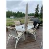 Image 1 : Oval Outdoor Patio Table c/w 4 chairs, Umbrella & cushions for the chairs
