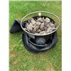 Image 7 : Outdoor fire pit c/w cover and propane tank, black metal decorative tricycle plant stand, Garden see