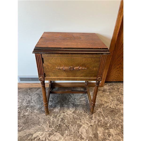 Sewing cabinet with flip top and swing-out door - no machine