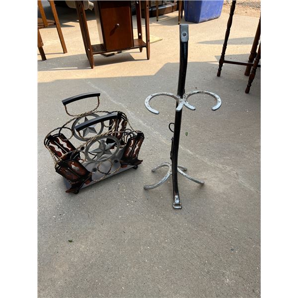 Cowboy Magazine Rack & Horseshoe Stand