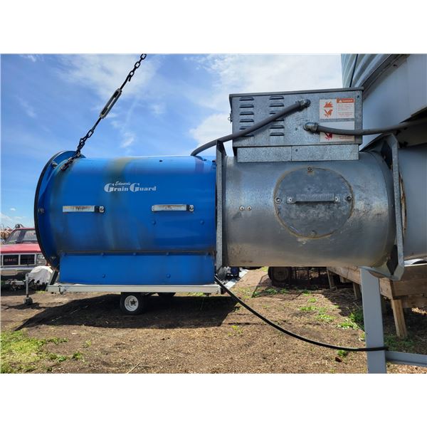Approx. 3 hp grain guard fan & INLINE HEATER c/w cord mtd on bin #4