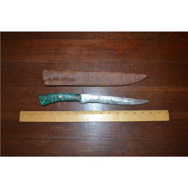 Handmade Damascus Steel Knife & Sheath