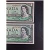 Image 3 : (2) Canadian 1954 One Dollar Bills - Beattie/Raminsky