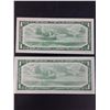 Image 4 : (2) Canadian 1954 One Dollar Bills - Beattie/Raminsky