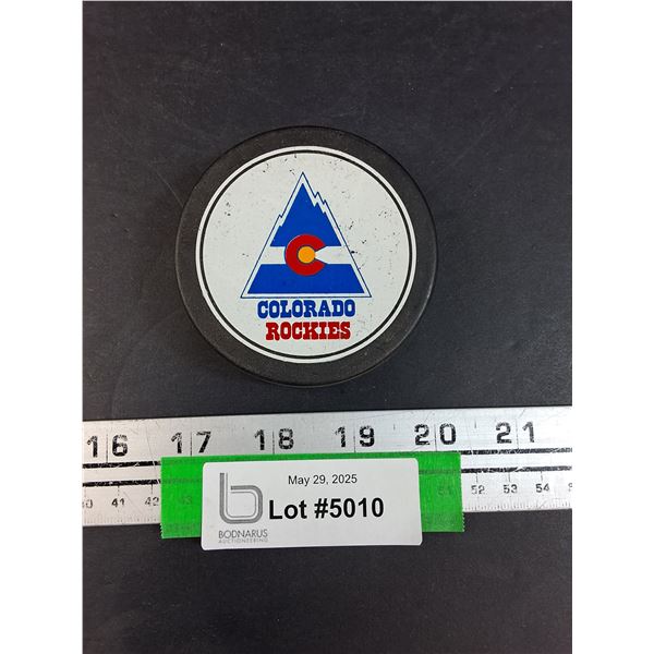 Colorado Rockies Puck - Original Game Used Hockey Puck
