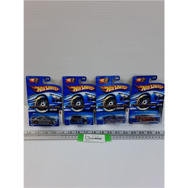(4) Hot Wheels: Mercedes, Ford Vicky, Challenger, Cadillac