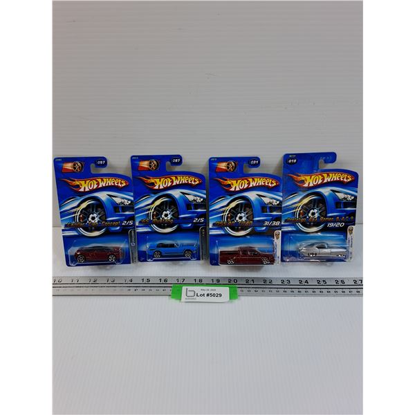 (4) Hot Wheels: Cadillac, Mustang, Nissan Titan, Alfa Romeo