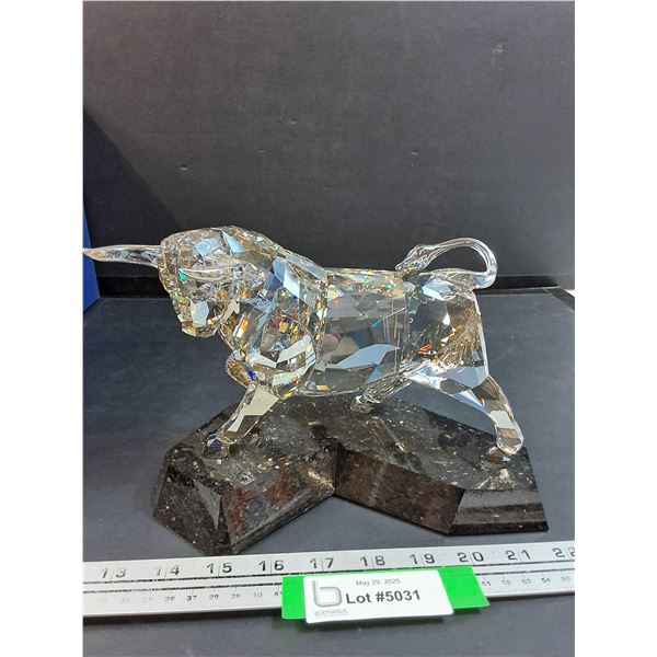 # Swarovski Crystal - Pillar of Strength Bull Figurine w/Case - 9" x 6" x 5"
